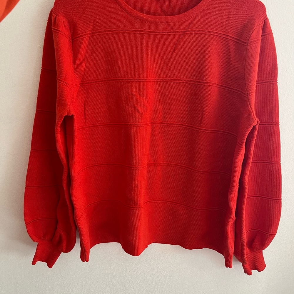 Red Knit Crewneck Sweater